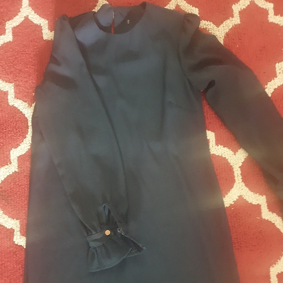 Frill Cuff Tunic Navy Dress - Picture 7 of 7